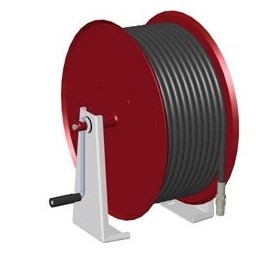 Fixed aluminum hose reel fitted with quick couplings